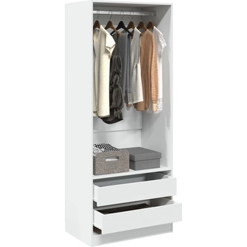 vidaXL Гардероб, бял, 80x50x200 см, инженерно дърво (3307747)