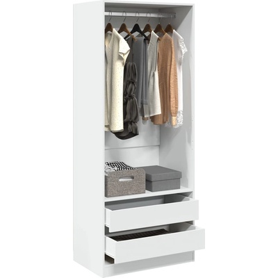 vidaXL Гардероб, бял, 80x50x200 см, инженерно дърво (3307747)