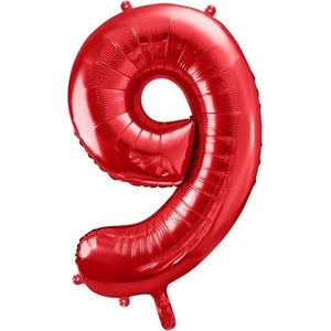 Party Deco Фолиев Балон Цифра в Червено - 86 см - 9 (fb1m-9-007)