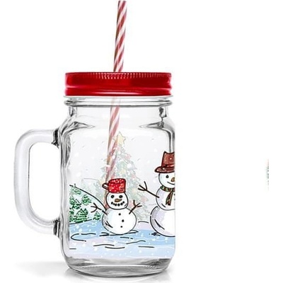 MASON S VÍČKOM A BRČKOM SNEHULÁK 450 ml