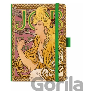 Notes A5 Premium Alfons Mucha prázdný zelený Baloušek 2027