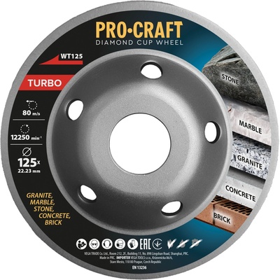 Diamantový brusný kotouč (hrncový) Procraft WT125 Turbo