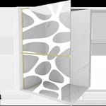 Mexen Kioto+ L стена за душ с рафт Walk-in 80 x 200 см, бяла вълна, златна четкана - 800-080-123-55-97 (800-080-123-55-97)