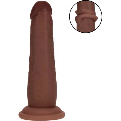 RealRock realistický dvojvrstvový dildo hnedý 15,5 cm