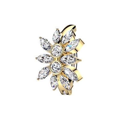 Šperky4U Zlacený piercing do pupíku s kytičkou WP0112-GD