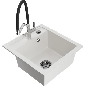 Mexen Vito гранитна мивка с 1 отделение и кухненски смесител Duo, бял - 6503-20-671701-07-B (6503-20-671701-07-B)