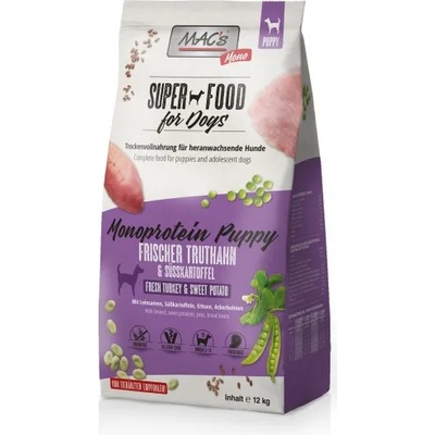 MAC's Mac’s Monoprotein Dog Puppy GRAIN FREE - висококачествена храна за подрастващи кучета от всички породи, податливи на алергии, с пуйка, 12 кг - Германия - 90511