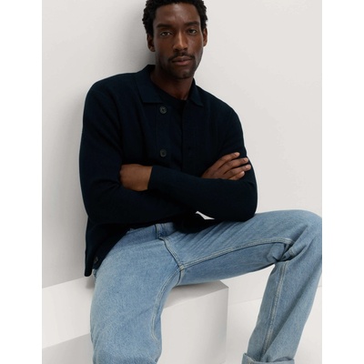 Marks & Spencer Плетена жилетка от памучна смес Marks & Spencer морско синя Marks & Spencer | Sin | МЪЖЕ | S REG