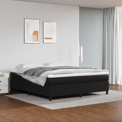 Petrashop 3144620 boxspring postel s matrací černá umělá kůže