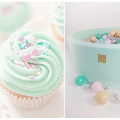 KnobsDots CUPCAKE mint SET Suchý bazén 90 x 40 cm + 250 loptičiek