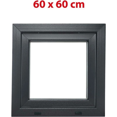 Okna hned Aplast 60 Plastové okno 600 x 600 mm otevíravě-sklopné levé antracit/bílá pro vedlejší prostory