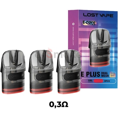 Lost Vape E-Plus DUAL MESH RED cartidge 0,3 ohm 3 ks