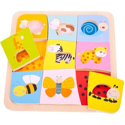 Bigjigs vkládací puzzle 9 zvířátek