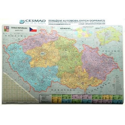 Nástěnná mapa ČR - PSČ