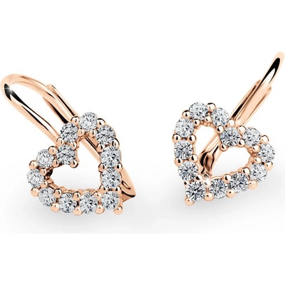 Danfil dámske náušnice srdcia C3632 ružové zlato s kubickými zirkónmi Biele