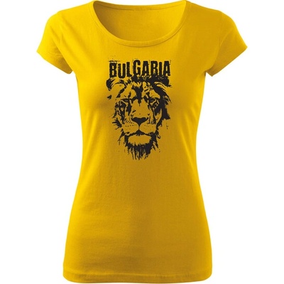 DRAGOWA дамска тениска с къс ръкав български лъв, жълта (36653)