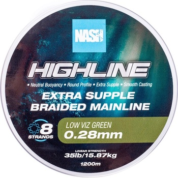 Nash Splietaná šnúra Highline Extra Supple Braid Green 1200 m 0,28 mm 15,87 kg