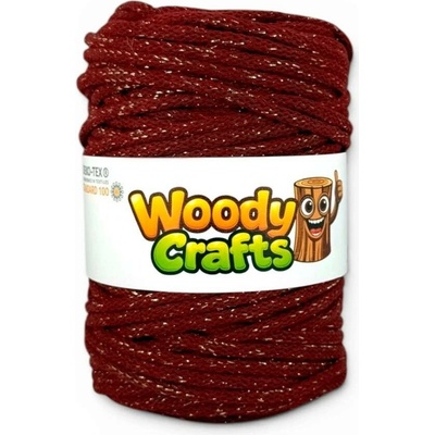 Woody Crafts Woody 3 mm (100m) - Vínová se zlatou nitkou (Golden wine red)