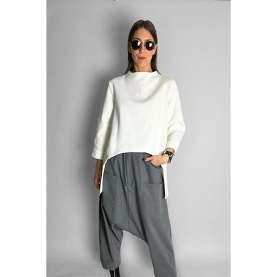 Mikina top s výkrojem z bavlny White