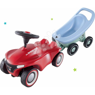 Big Set Bobby Car Neo červené zvukové s 3-vrstvovými gumovými kolesami a príves Buggy 3v1 s funkciami SM56240-4