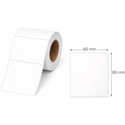 Termo Etiketa 60 mm x 80 mm, Thermo eco, Biela, Dutinka 40 mm, 2000 ks/kotúč, Permanentné lepidlo