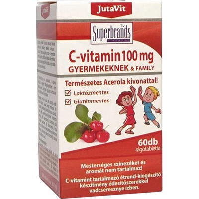 JutaVit Vitamin C 100 mg with Natural Acerola Extract For Kids Wild Cherry 60 žvýkacích tablet