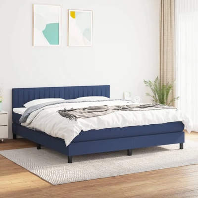 vidaXL Боксспринг легло с матрак, синьо, 160x200 см, плат (3140231)