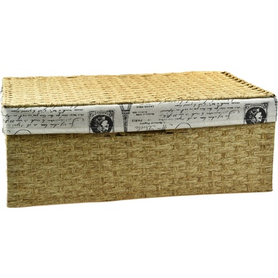 Vingo Úložný box s vekom s látkou PARIS 53x33 cm v. 19 cm
