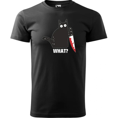 Sablio tričko s potlačou Black cat WHAT? černé