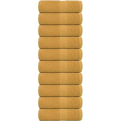vidaXL Кърпи за гости FROGN 10 бр. Златисти 30x50 см 360 г/м2 (136805)