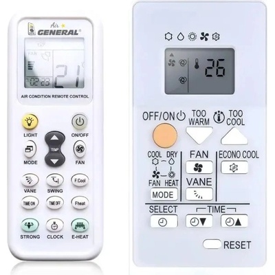General MITSUBISHI RH18A, MSZ-AL25VKG, MSZ-HR25VF, MSZ-HR35VF, MSZ-HR42VF, MSZ-HR50VF - съвместимо дистанционно управление на марката General (RH18A, MSZ-AL25VKG, MSZ-HR25VF, MSZ-HR35VF, MSZ-HR42VF, MSZ-HR50VF)