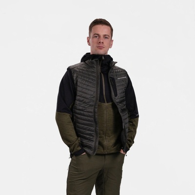 Northfinder pánska hybridná outdoorová vesta Primaloft ZAYNA blackdarkgreen