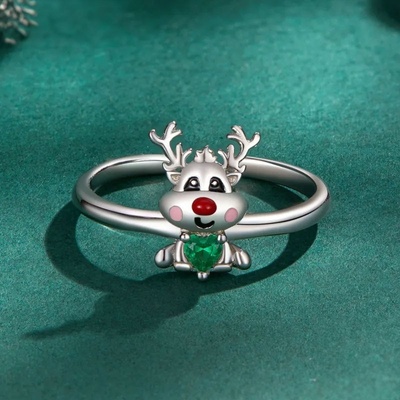 Grace Silver Jewellery Stříbrný prsten Vánoční sob stříbro P BSR493 E 21 Stříbrná