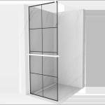 Mexen Kioto+ душ стена с рафт Walk-in 80 x 200 см, черна решетка, бяла - 800-080-121-20-77 (800-080-121-20-77)