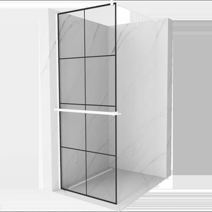 Mexen Kioto+ душ стена с рафт Walk-in 80 x 200 см, черна решетка, бяла - 800-080-121-20-77 (800-080-121-20-77)