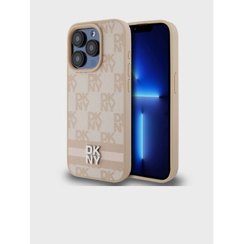 DKNY Заден капак от карирана кожа с шарка и райе за iPhone 15 Pro Max Pink DKNY DKNY | Rozov | ЖЕНИ | UNI