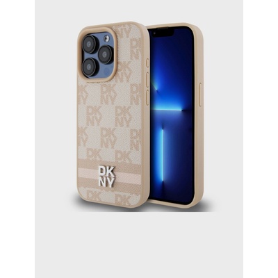 DKNY Заден капак от карирана кожа с шарка и райе за iPhone 15 Pro Max Pink DKNY DKNY | Rozov | ЖЕНИ | UNI