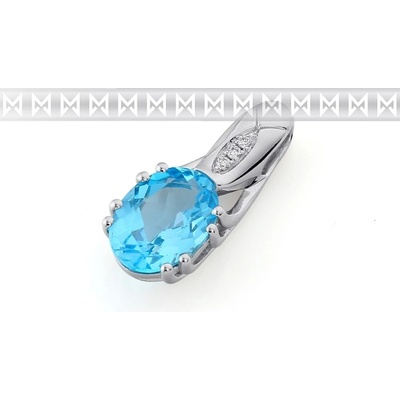 Klenoty Budín Přívěsk s diamantem bílé zlato briliant modrý topaz 3870671 0 0
