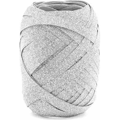 Vázací stuha stříbrná s glitrem 10m x 5mm
