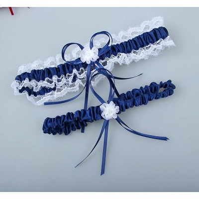 Naishide Jewelry Set 2 ks svatebních podvazků s květem a mašlí - více barev Druh barvy: Tmavě modrá