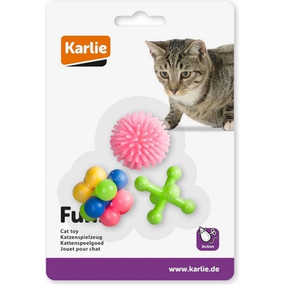 Karlie Hračka pro kočky gumová různé tvary různé barvy 3ks 4x4cm