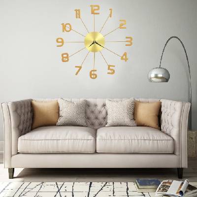 vidaXL Стенен часовник, метал, 50 см, златист (b.v.)