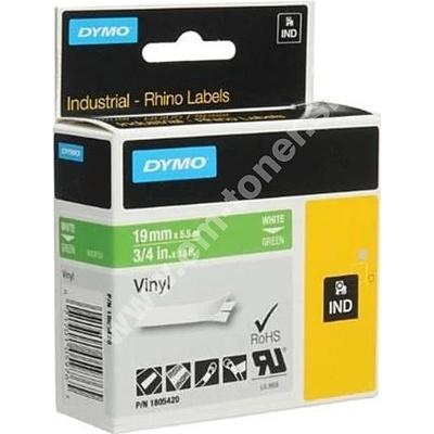 páska DYMO 1805420 PROFI D1 RHINO White On Green Vinyl Tape (19mm)