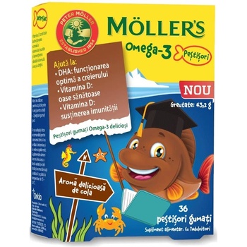 Möller’s Omega-3 Желирани рибки за деца, кола, 36 броя, Mollers