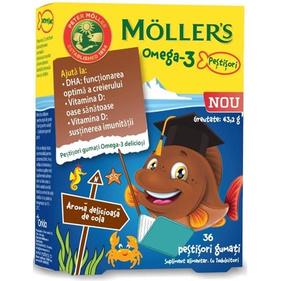 Möller’s Omega-3 Желирани рибки за деца, кола, 36 броя, Mollers