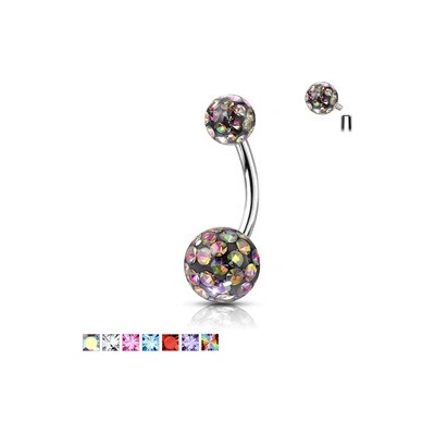 Piercingate piercing do pupíku kuličky s kamínky PBK00186 čirá