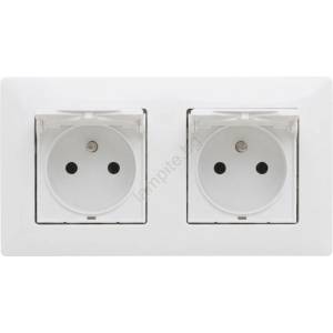 Legrand - Двоен външен домашен контакт с рамка NILOE STEP 250V IP44 бял (LR0051B)