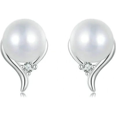Grace Silver Jewellery stříbrné náušnice s bílou perlou Selena E-SCE1667/212 stříbrná Bílá