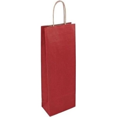 Papírová taška na víno červená Mosela 140x80x390 mm s krouceným uchem – Zboží Mobilmania