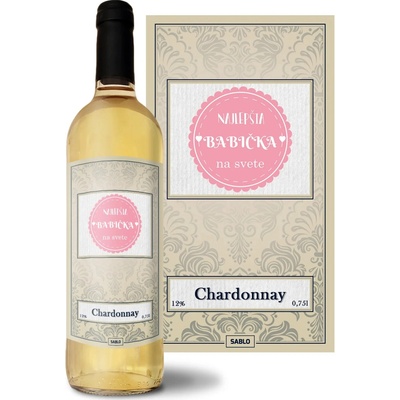 Sablio Najlepšia babička Chardonnay biele suché víno 12 % 0,75 l (čistá fľaša)